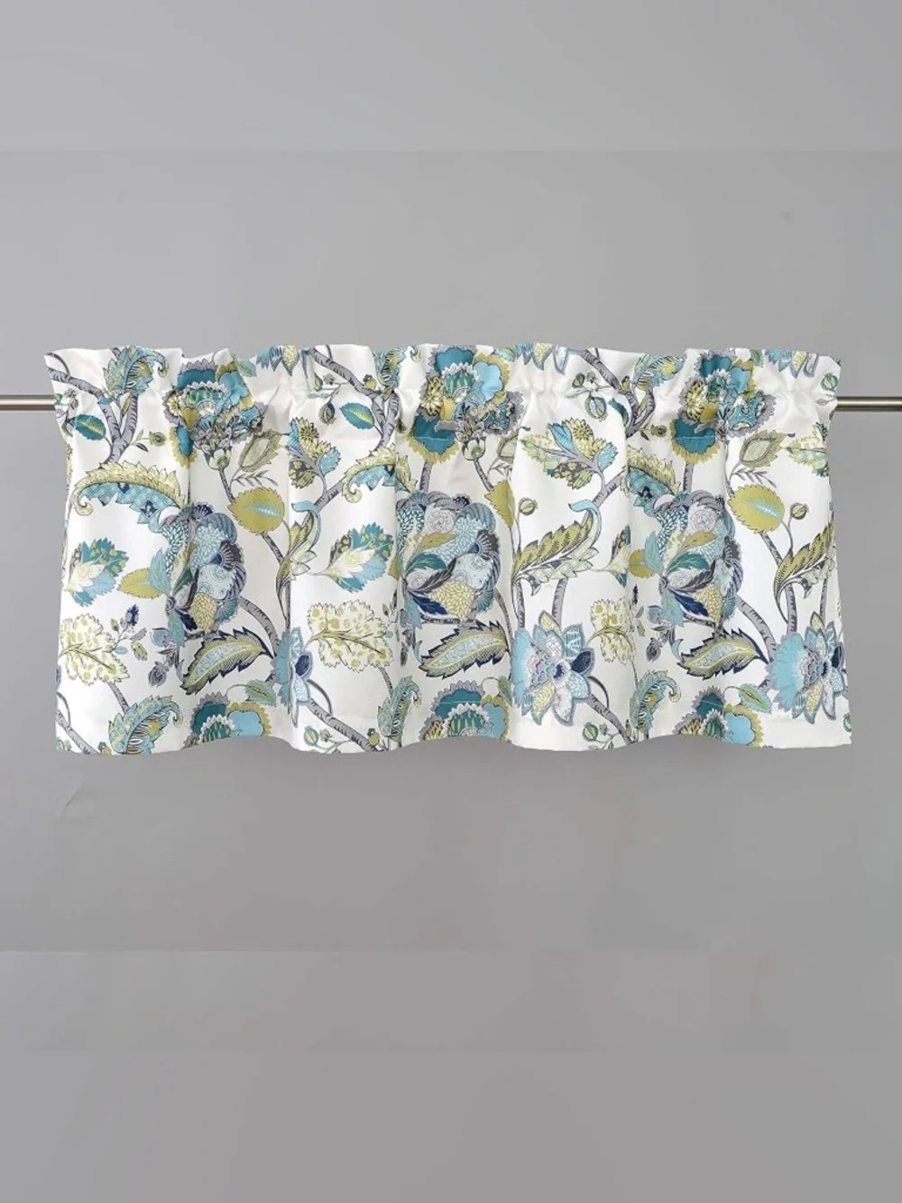 DriftAway Layla Teal/Gray Rod Pocket Café Curtain 52x18